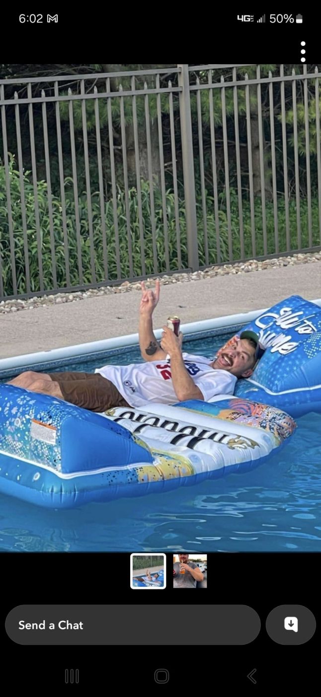 Rob on a pool float
